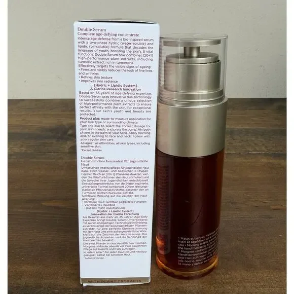Clarins Double Serum Complete Age Control Concentrate 50ml 1.6 Oz Hydric/Lipidic - Picture 4 of 7
